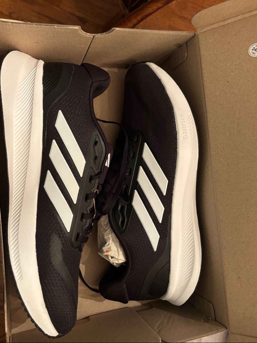 NWT Adidas Men’s Cloudfoam Running Shoes - Black/White 12 1/2